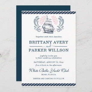 Modern Nautical Wedding Boat Invitation