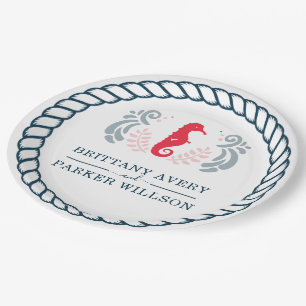 Modern Nautical Wedding Personalised Paper Plate