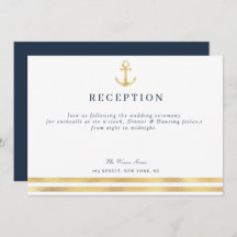 modern nautical wedding reception card