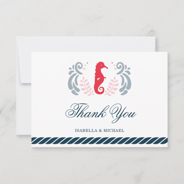 Modern Nautical Wedding Thank You Card (Front)
