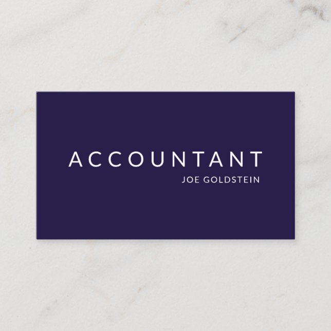 Modern Navy Accountant CPA Tax Agent CA Business Card (Front)