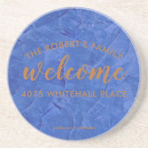 Modern Navy and Copper Personalised Name Coaster