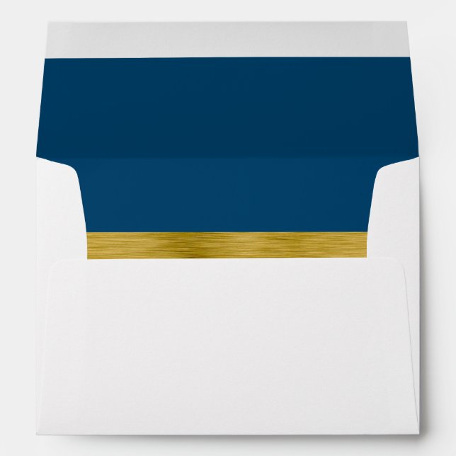 Modern Navy and Gold Wedding Invitation Envelope (Back (Bottom))