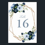 modern navy and light blue frame wedding table number<br><div class="desc">modern geometric navy and light blue floral wedding table number.</div>
