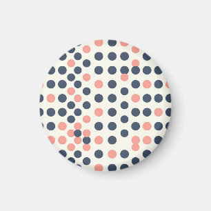 Modern Navy and Peach Geometric Polka Dot Magnet
