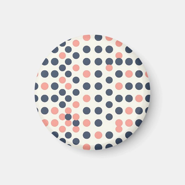 Modern Navy and Peach Geometric Polka Dot  Magnet (Front)