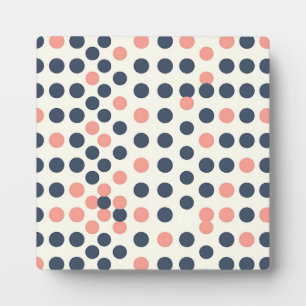 Modern Navy and Peach Geometric Polka Dot Plaque