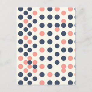 Modern Navy and Peach Geometric Polka Dot  Postcard