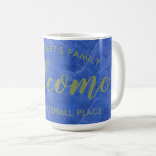 Modern Navy and Sage Personalised Name Address Coffee Mug