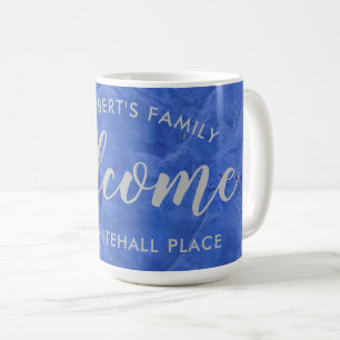 Modern Navy and Silver Personalised Name Address Coffee Mug