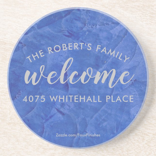 Modern Navy and Silver Personalised Name Coaster (Front)