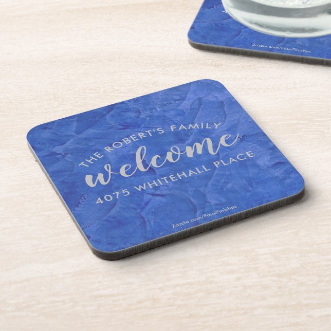 Modern Navy and Silver Personalised Name Coaster (Left Side)