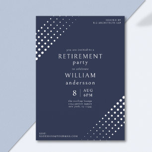 Modern Navy and White Corporate Men's Retirement Invitation