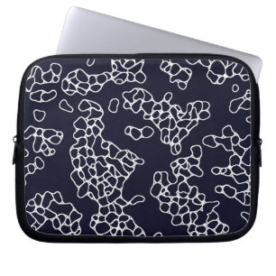 Modern Navy and White Pattern Laptop Sleeve