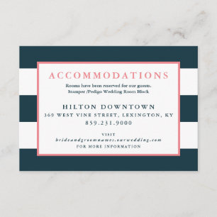 Modern Navy and White Stripe Wedding Accommodation Enclosure Card