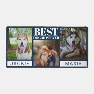 Modern Navy Best Dog Mum Ever 3 Photo Collage  Desk Mat