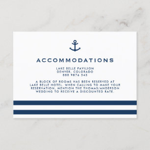 Modern Navy Blue Anchor Nautical Accommodations Enclosure Card