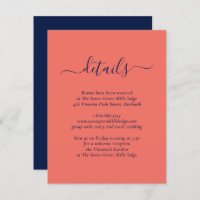 Modern Navy Blue and Coral Wedding