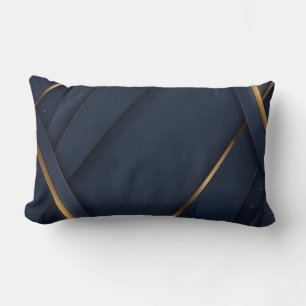 Modern Navy Blue and Gold Geometric Lumbar Cushion