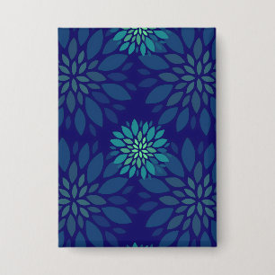 Modern Navy Blue and Green Floral Leaves Pattern