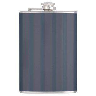 Modern Navy Blue and Plum Striped Flask, 8oz. Hip Flask