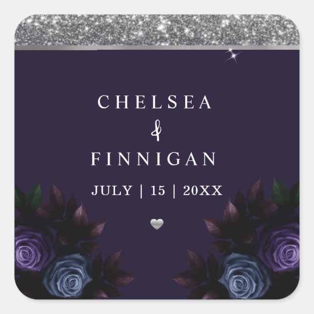 Modern Navy Blue And Silver Add Logo  Square Sticker (Front)