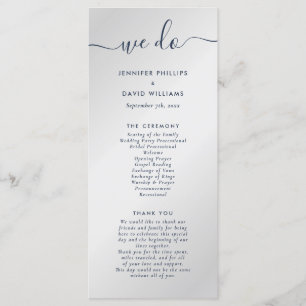 Modern Navy Blue and Silver We Do Wedding Program