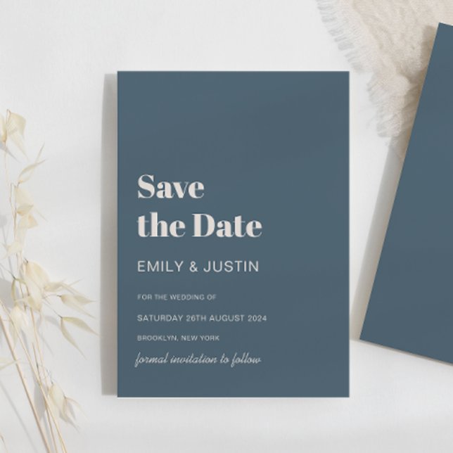 Modern Navy Blue Beige Save the Date Wedding  Invitation (Creator Uploaded)