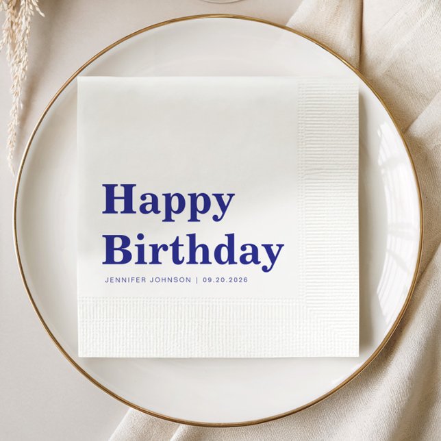 Modern Navy Blue Birthday Napkin (Modern Navy Blue Birthday Napkins
)