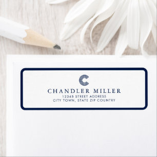 Modern Navy Blue Border Custom Stationery Address Return Address Label