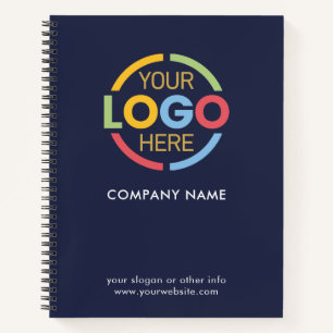 Modern Navy Blue Business Corporate Company Logo Notebook