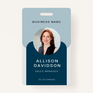 Modern Navy Blue Business Employee Photo ID Badge