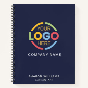 Modern Navy Blue Business Logo Monogram Initial Notebook