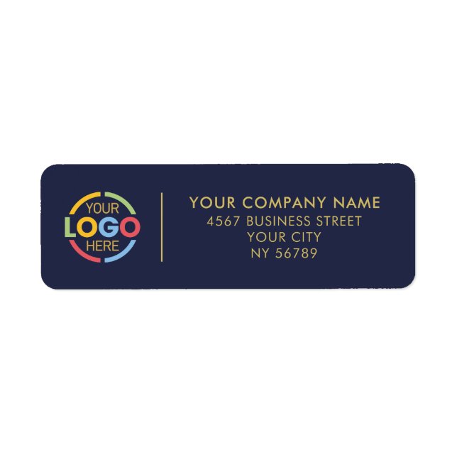 Modern Navy Blue Business Logo Return Address Label (Front)