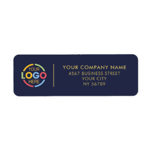 Modern Navy Blue Business Logo Return Address Return Address Label