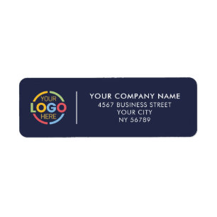 Modern Navy Blue Business Logo Return Address Return Address Label