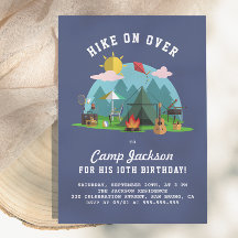 Modern Navy Blue Camping Birthday Party