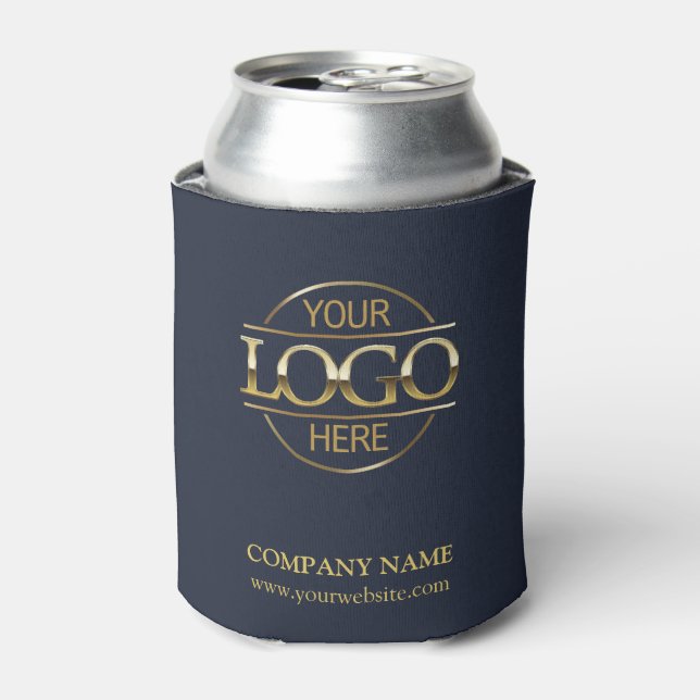 Modern Navy Blue Corporate Company Business Logo Can Cooler (Can Front)