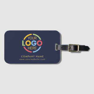 Modern Navy Blue Corporate Company Business Logo Luggage Tag