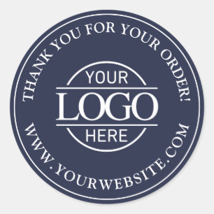 Modern Navy Blue Custom Busines Logo Promotional Classic Round Sticker