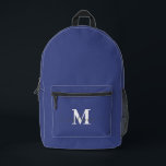 Modern Navy Blue Custom Monogram Name Printed Backpack<br><div class="desc">Modern Navy Blue Custom Monogram Name Printed Backpack</div>
