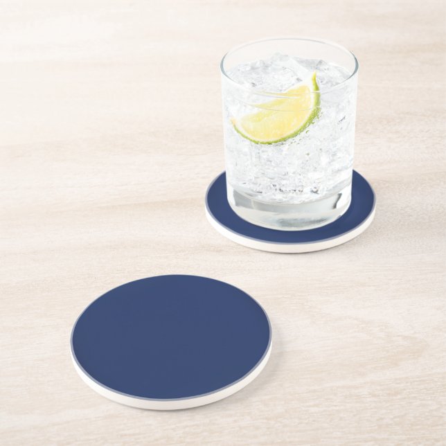 Modern Navy Blue Customisable Coaster (Side)