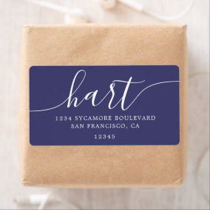 Modern Navy Blue Family Return Address