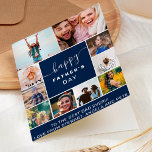 Modern navy blue father day 10 photo collage card<br><div class="desc">Happy father's day! Celebrating the best dad ever! Modern navy blue and white 10 photo collage grid with editable colours and modern typography.</div>