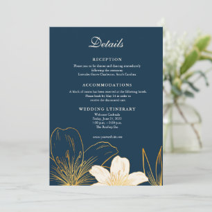 Modern Navy Blue Flower Wedding Enclosure cards