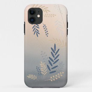 Modern navy-blue flowers iPhone Case