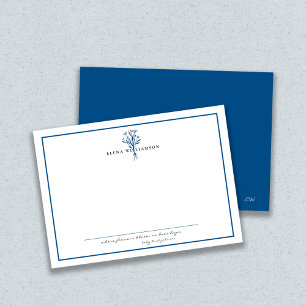 Modern Navy Blue Frame Flowers & Hope Personalised Card