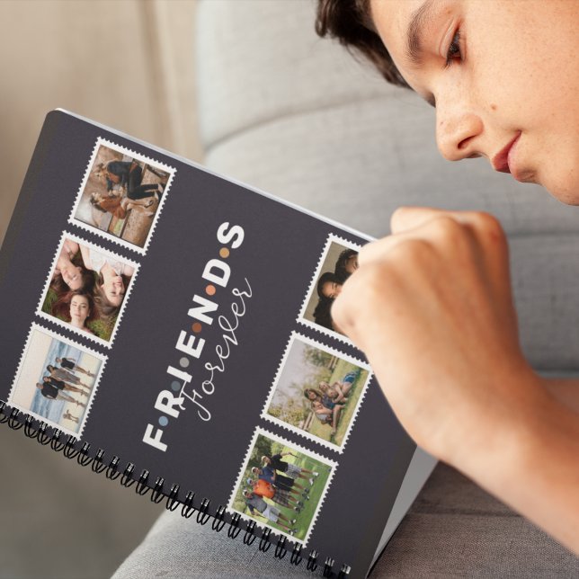 Modern Navy Blue Friends Forever Photo Collage Notebook (Creator Uploaded)