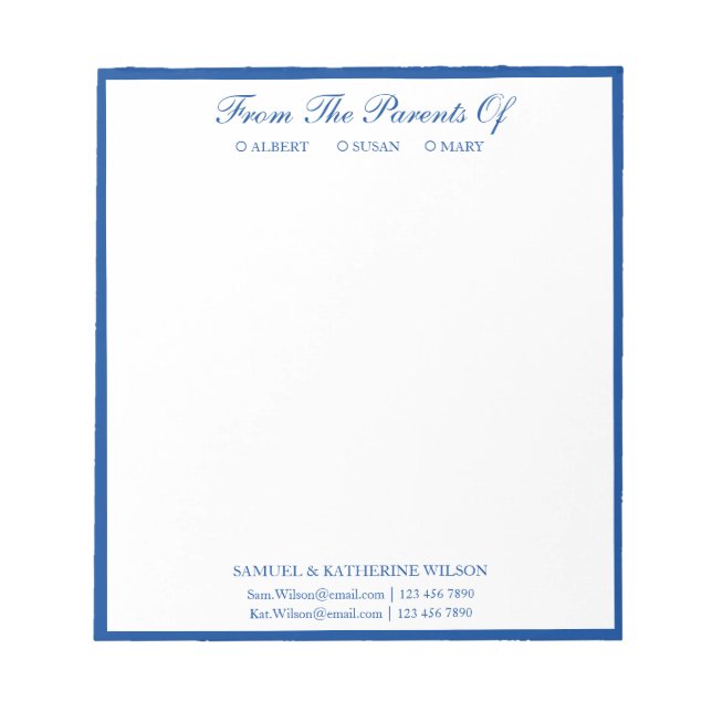 Modern Navy Blue From The Parents Of  Notepad (Front)