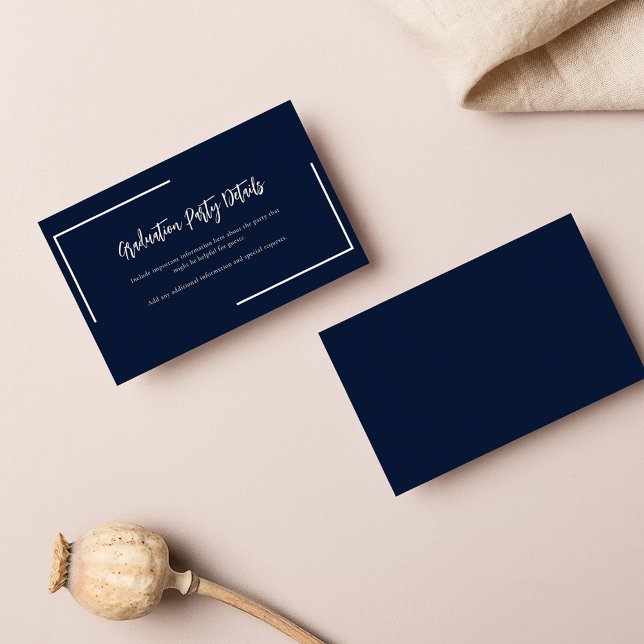 Modern Navy Blue Geometric Graduation Party Enclosure Card (Graduation Party Details Card Class of 2024)